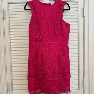 Adelyn Rae Fuchsia Lace Sleeveless Dress